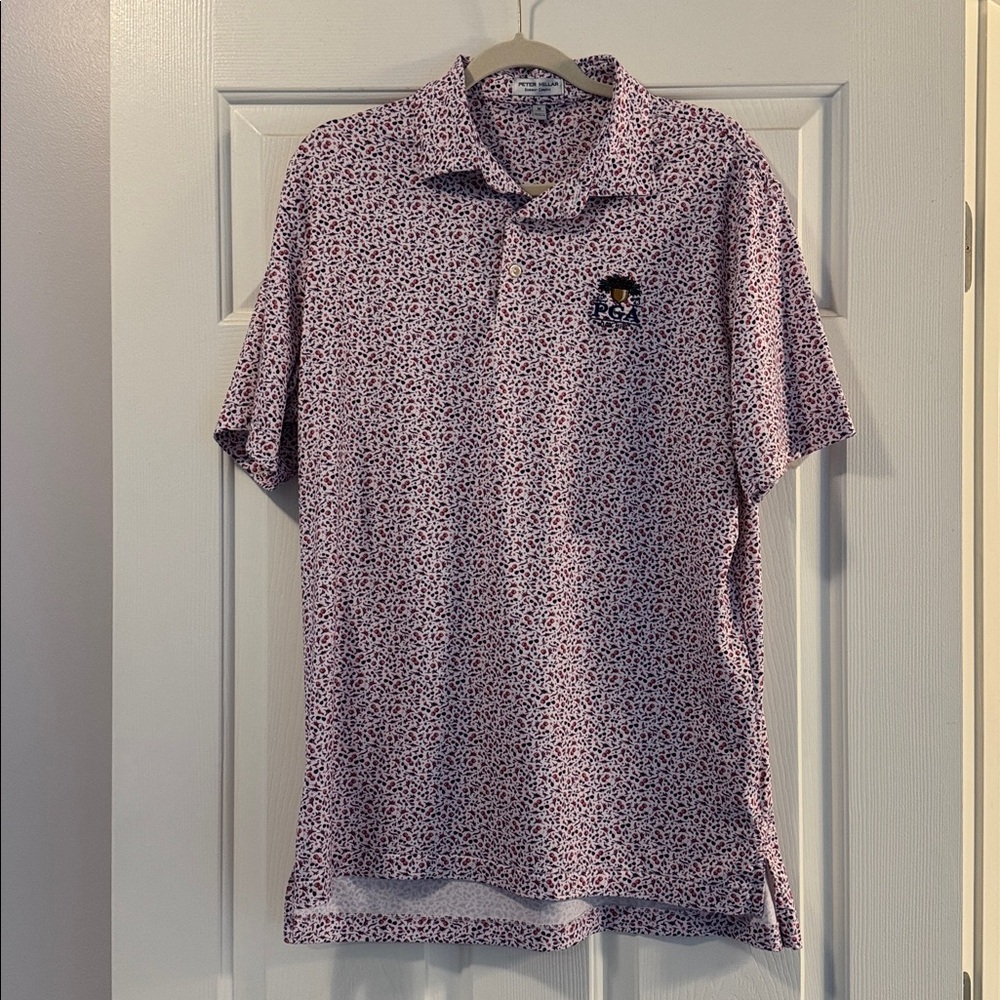 Peter Millar Red and White Patterned Polo Shirt